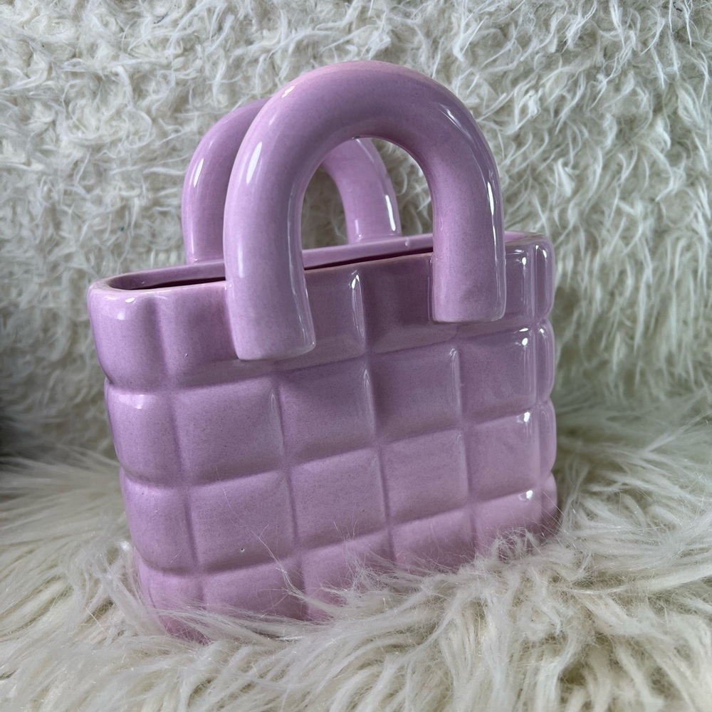 Charming Pink Ceramic Handbag Decor – Approx 6"W x 4.5"H x 2"W - Picture 5 of 8